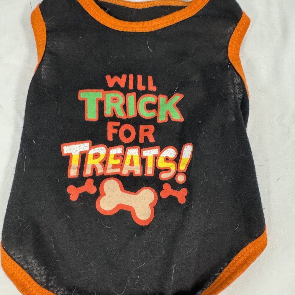 Will Trick for Treats Halloween Dog Tank Top Size S Drooling Dog Black Orange